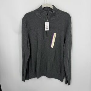 Merona Men's charcoal Grey quarter zip 1/4 Sweater Pullover Sz XL